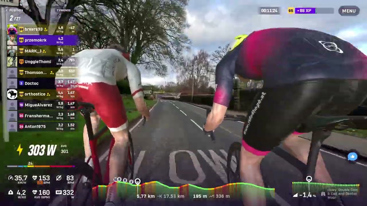 Rouvy.Race 41C.Brian too strong.Brian Mark and me  TT from  8km to the finish line.