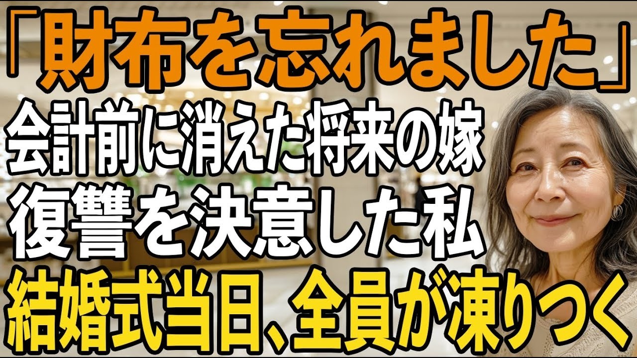 「財布を忘れちゃって」将来の嫁との買い物で、会計時に姿を消した嫁…高額な請求書だけが残され、私は復讐を決意した→当日、結婚式場は静まり返った【シニアライフ】【60代以上の方へ】