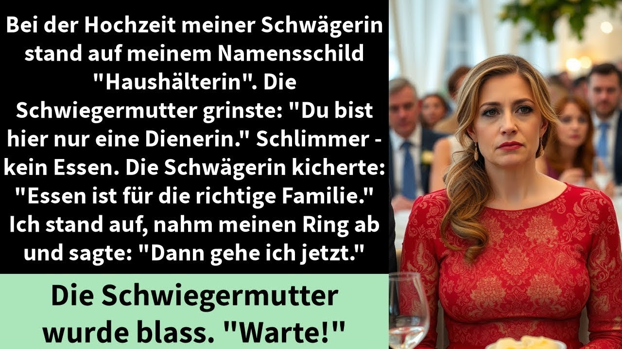 Bei der Hochzeit meiner Schwägerin stand auf meinem Namensschild 'Haushälterin'