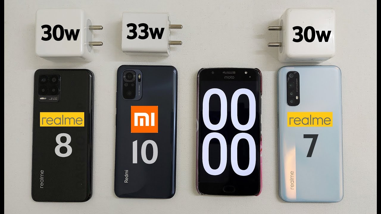 Realme 8 vs Realme 7 vs Redmi Note 10 Battery Charge Test and Heating | 0% to 100% Full Test.