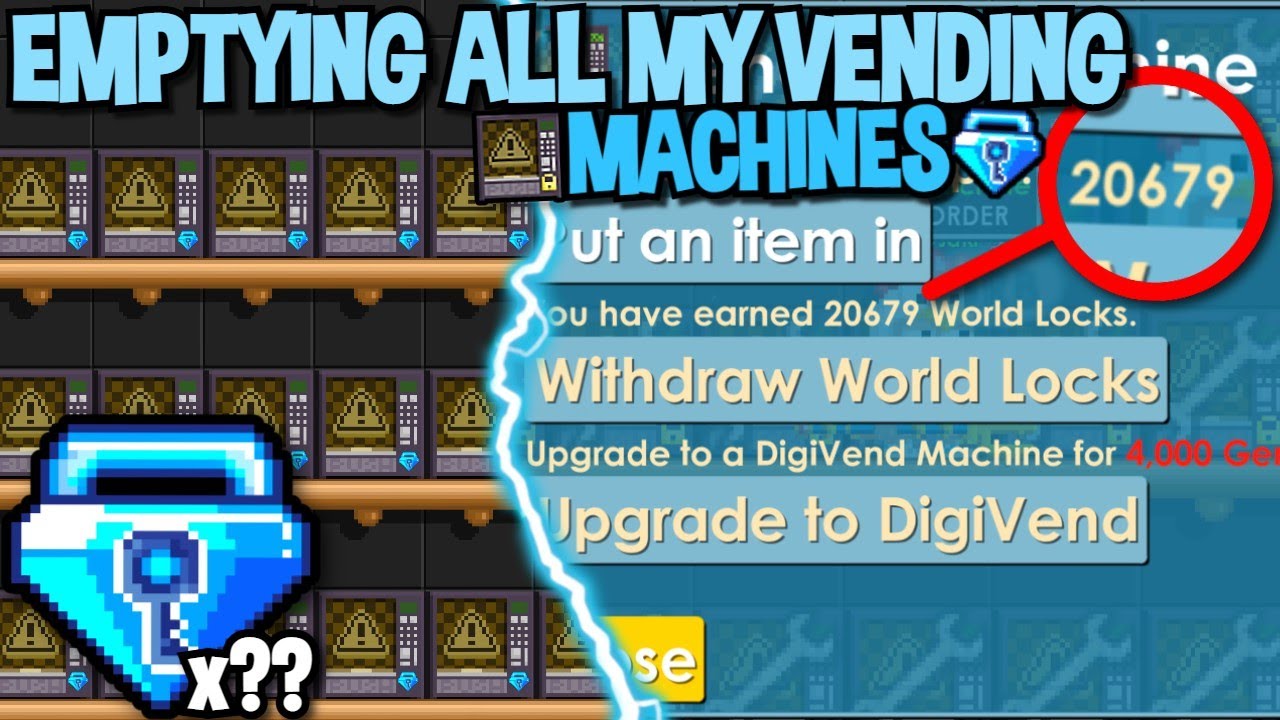 EMPTYING MY VENDING MACHINES (I SOLD ALL MY ITEMS) IN GROWTOPIA...