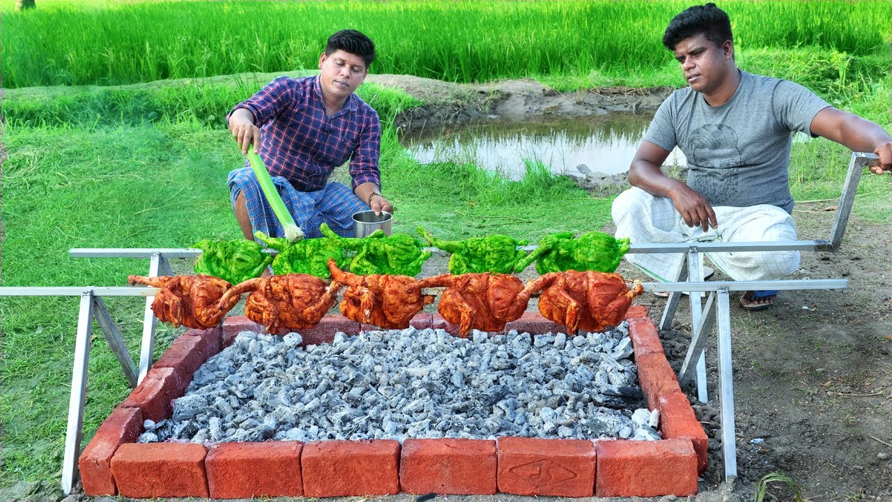 BARBEQUE CHICKEN | Yummy Green & Red Bbq Chicken | Cooking In Village Style