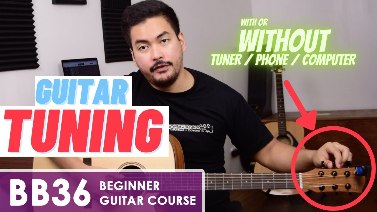 #3 Tuning? How to Tune Guitar With & Without a Tuner - BB36 Beginner Guitar Course (lesson 3/15)