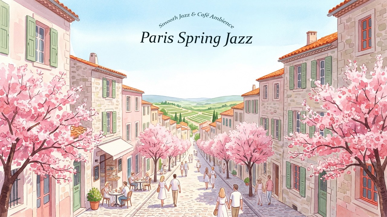 Paris Spring Jazz 🌸 Paris Coffee Shop Ambience | Relaxing French Jazz for Study, Work & Sleep