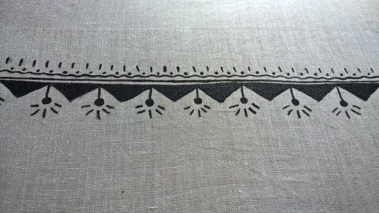Fabric painting/ Warli  painting /fabric painting easy and simple border design.