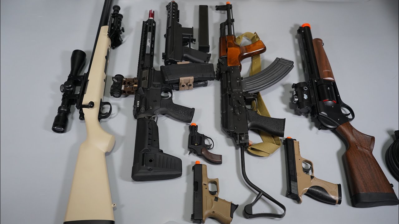 AK47 Drum magazine And M4 or AR15 Airsoft Toy Gun - Nerf Gun Shot Gun- Realistic Toy Guns Collection