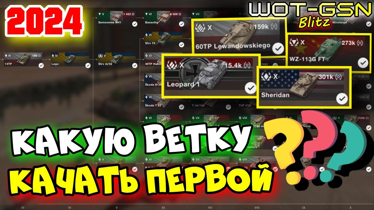 💥ЛУЧШИЕ ВЕТКИ💥Какую ветку качать первой?💥Какую 10-ку?💥Советы новичкам в WoT Blitz 2024 | WOT-GSN