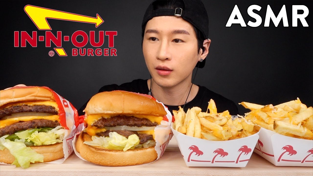 ASMR In-N-Out Burger Double Double Double (No Talking) Eating Sounds | Zach Choi ASMR