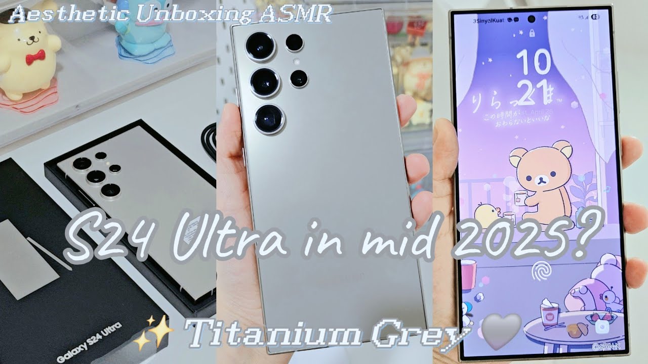 🩶Galaxy S24 Ultra in mid 2025? Aesthetic Unboxing + Customization + review ✨️ Titanium Grey 🩶🩶
