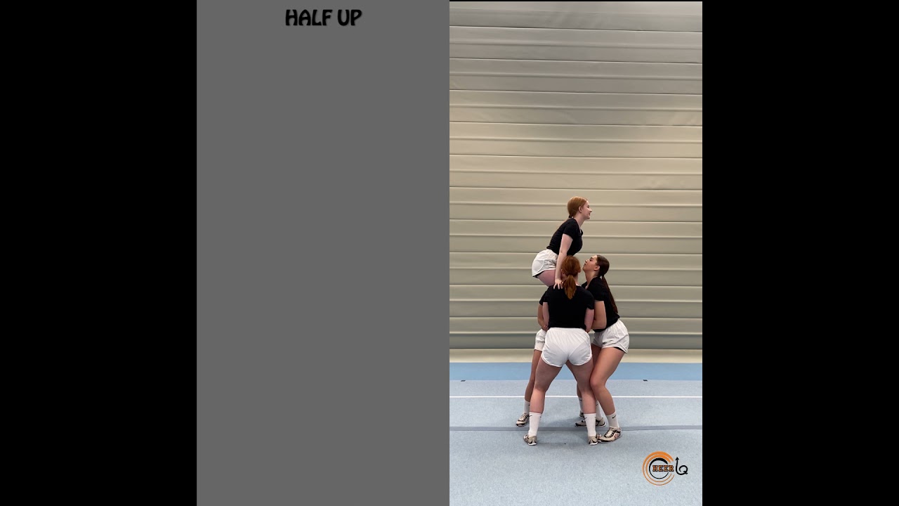 Half up (twist up) instructional video - cheerleading group stunts