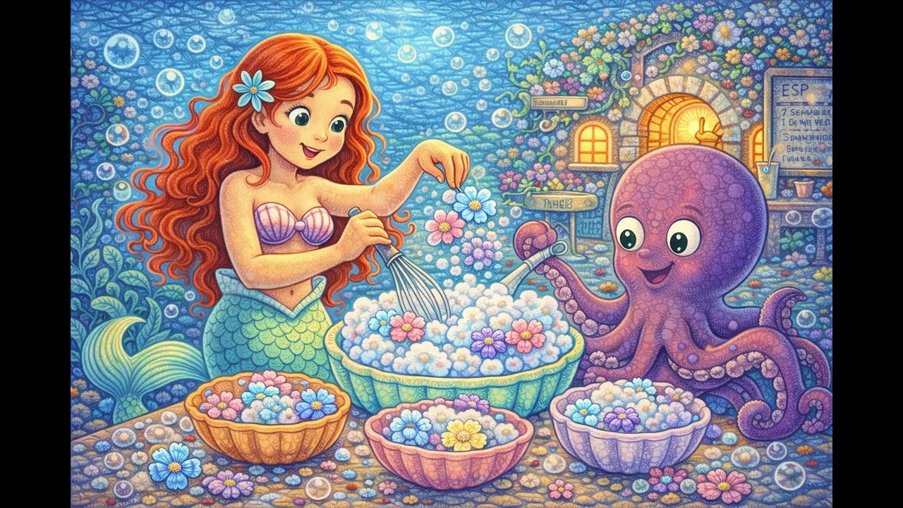 Susie the Little Mermaid and the Ice Cream of Foam and Sea Flowers | English Story for Kids ENG