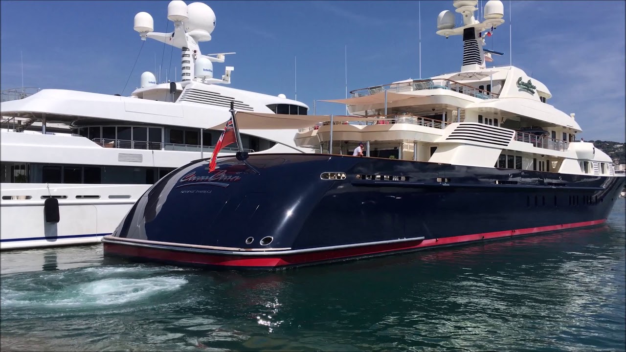 Ali Ghandour's $90,000,000 COCOA BEAN yacht leaving Cannes