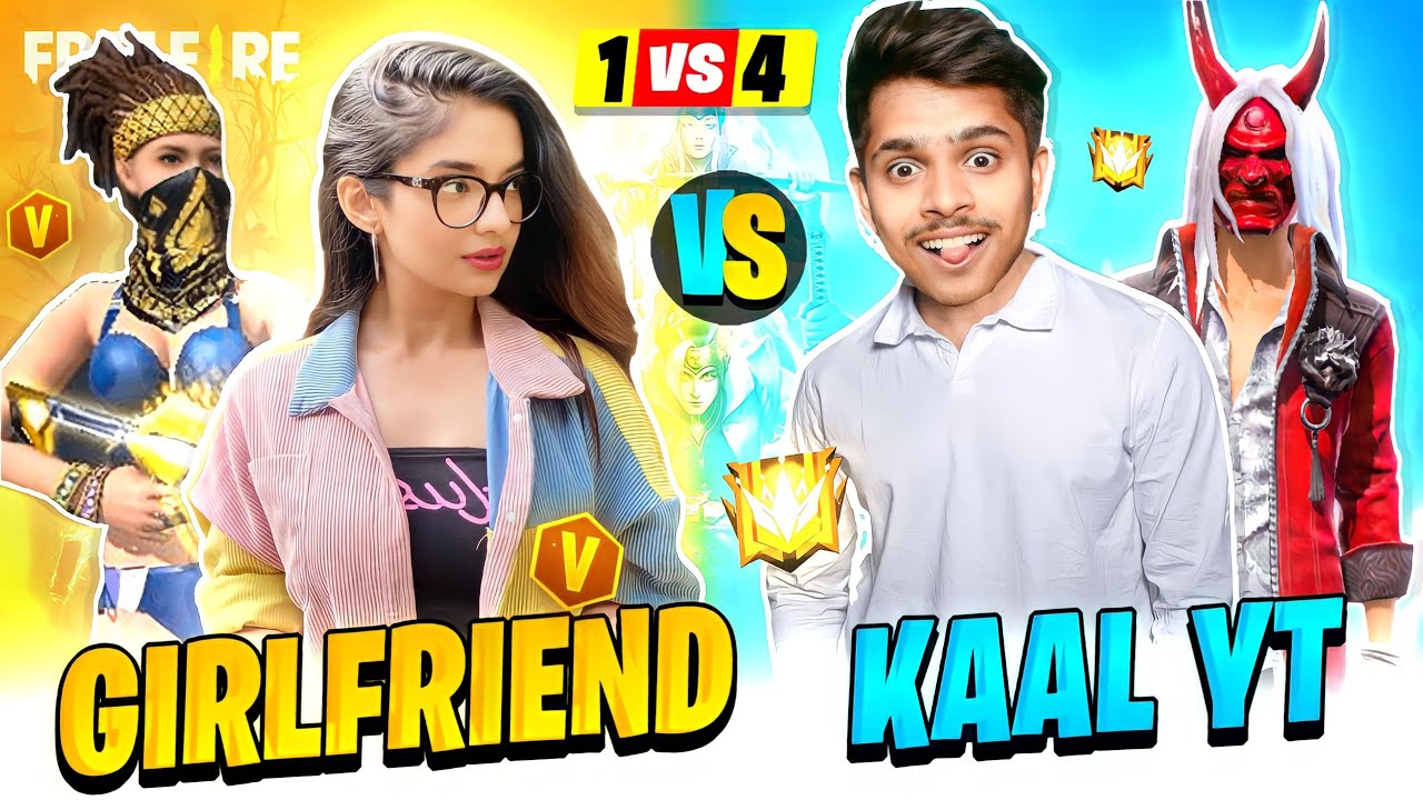 V Badge Cute Girls Challenge Kaal YT - 1 Vs 4 | She Got Angry😡| GARENA FREE FIRE