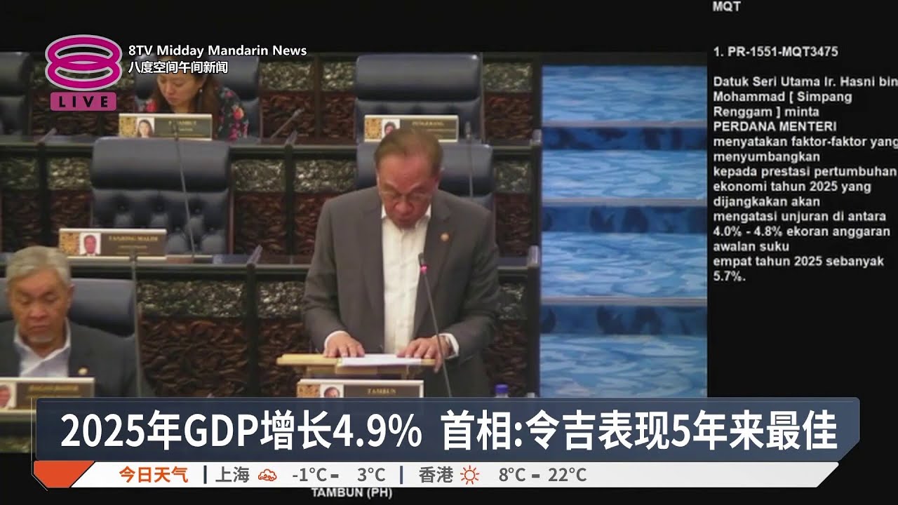 2025年GDP增长4.9% 首相:令吉表现5年来最佳【2026.01.20 八度空间午间新闻】