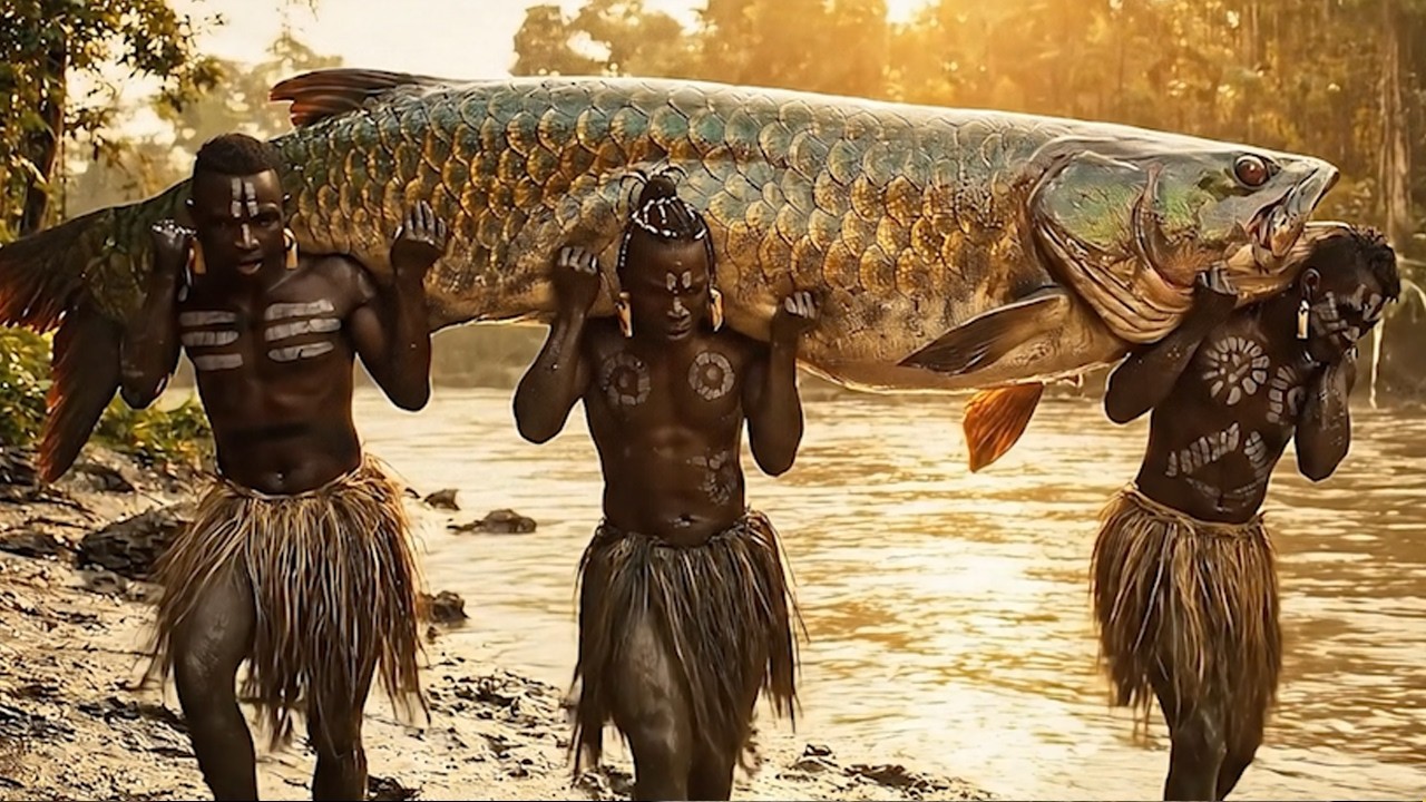 Incredible Hunt in the Amazon River | Giant Arapaima Fish Caught By Tribe