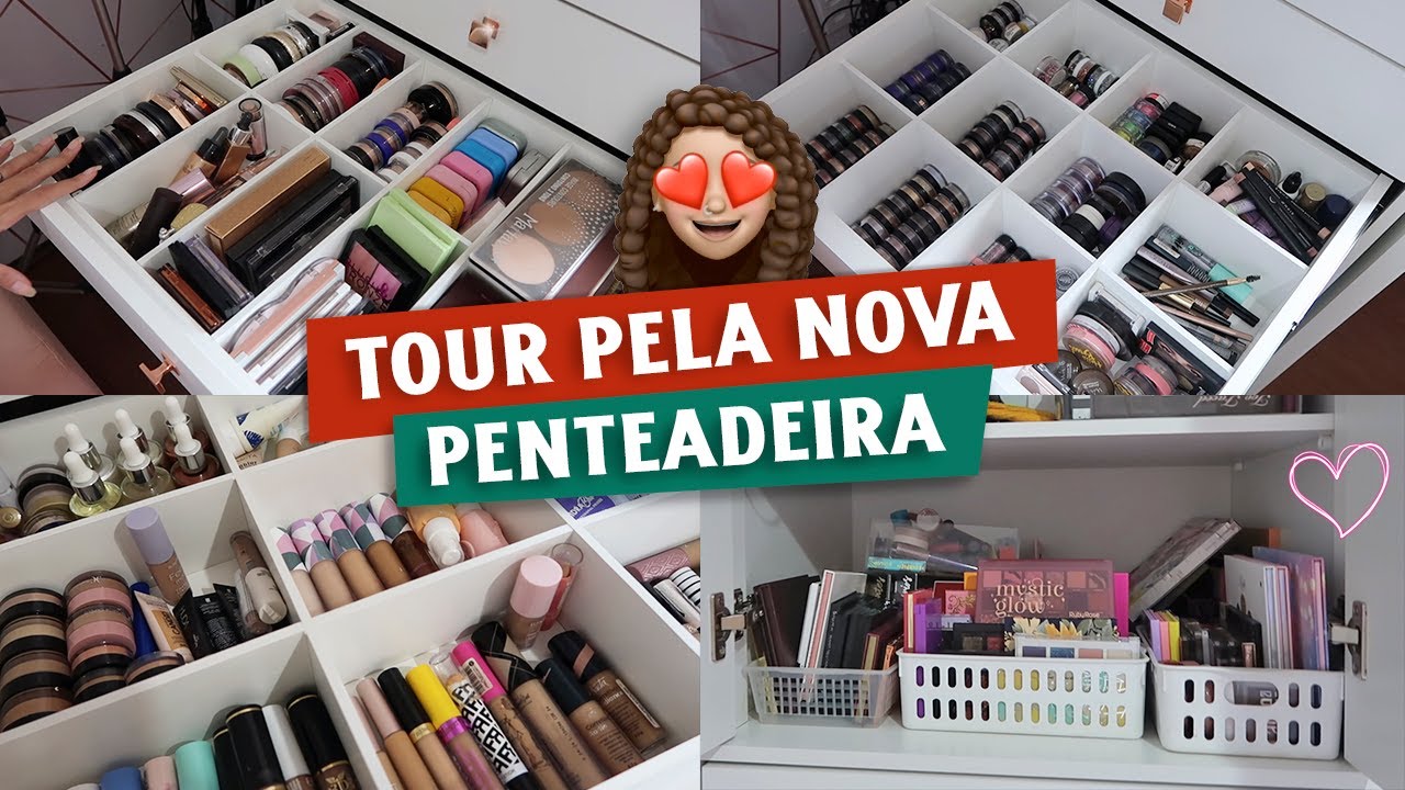TOUR PELA PENTEADEIRA, como organizo as maquiagens 🗄