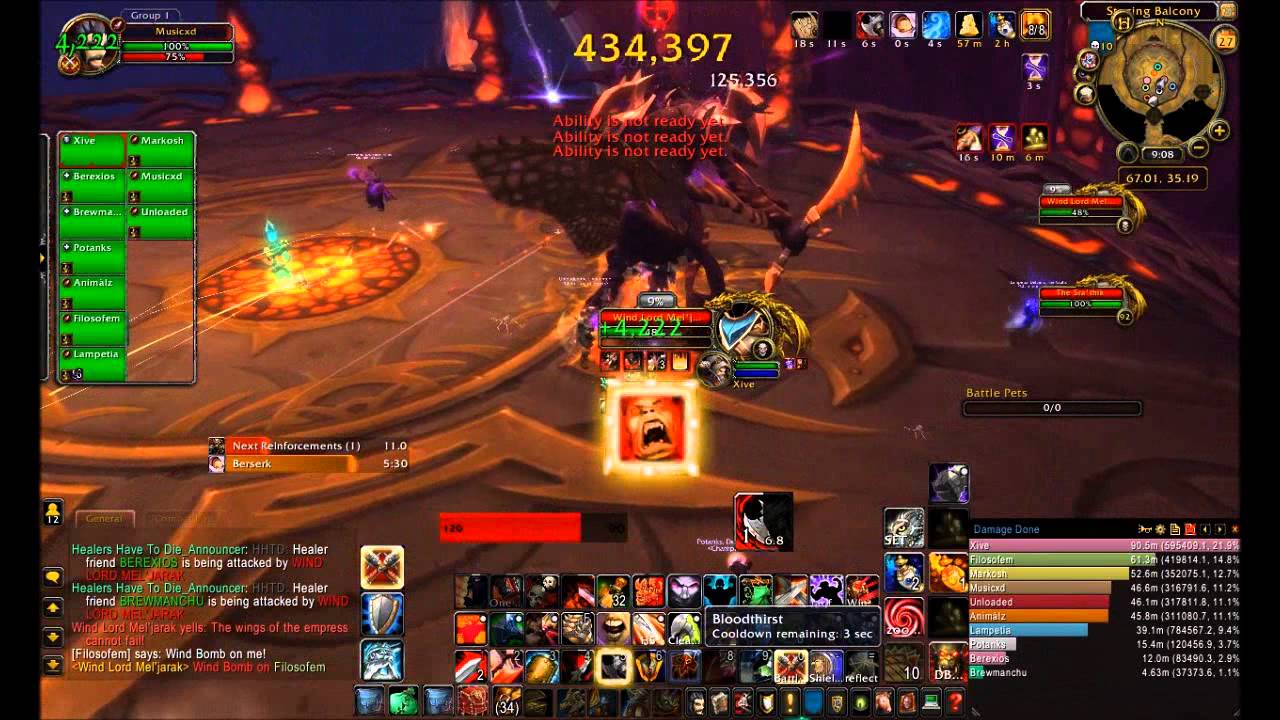MOP Raid Heart of Fear 10 man Heroic Wind Lord Mel'jarak  Fury Warrior PoV