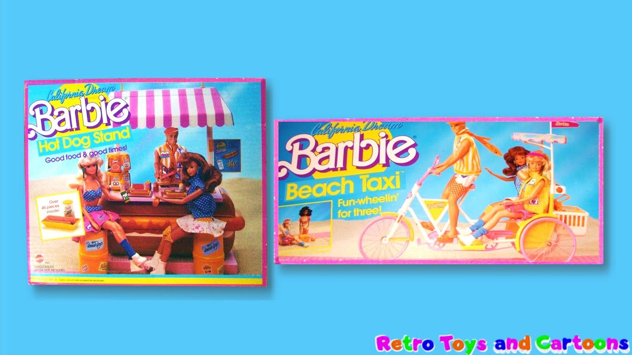 Barbie California Dream Barbie Hot Dog Stand & Beach Taxi Commercial Retro Toys and Cartoons