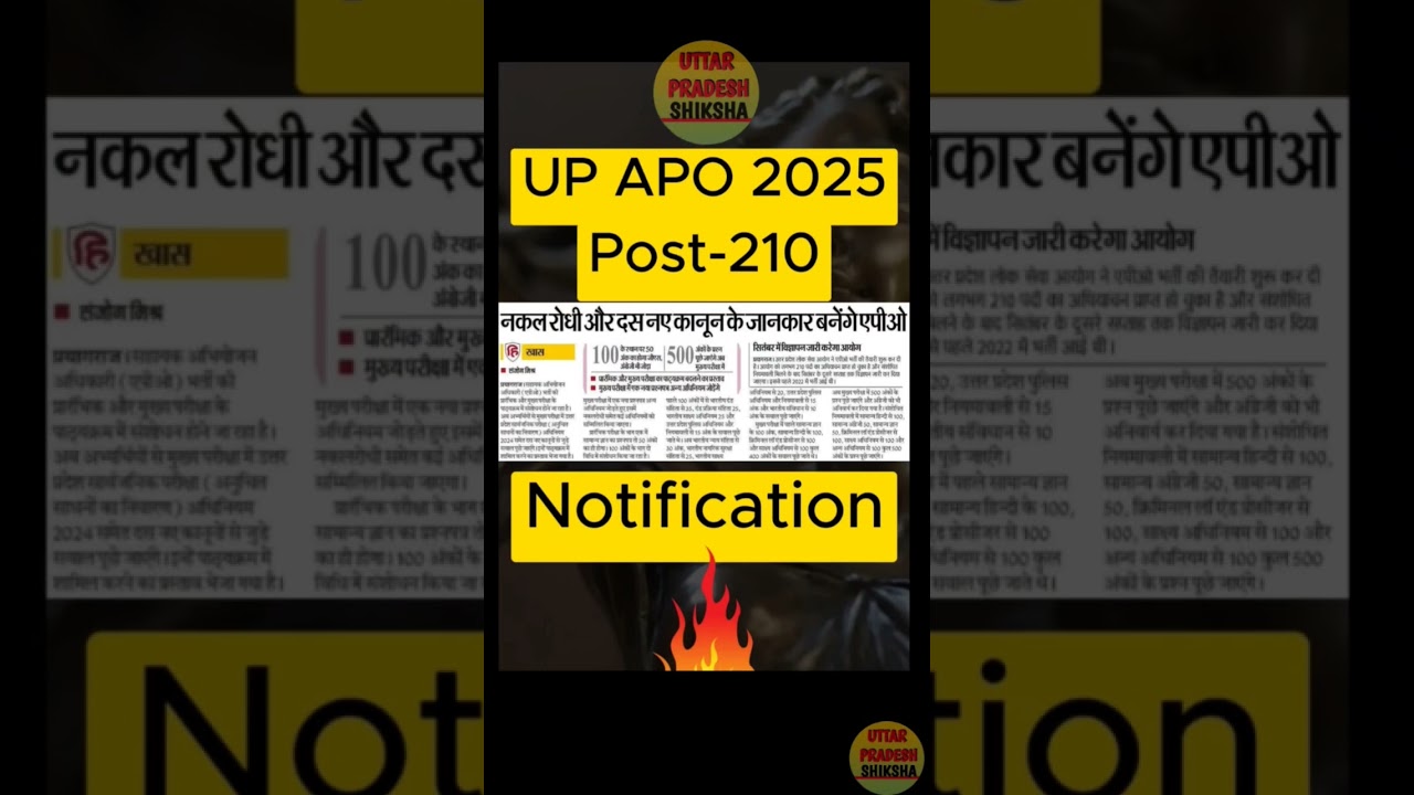 UP APO 2025 Notification || UP APO ||UPPSC#up#upapo #uppsc#upsssc #upjudiciary#uttarpradeshshiksha