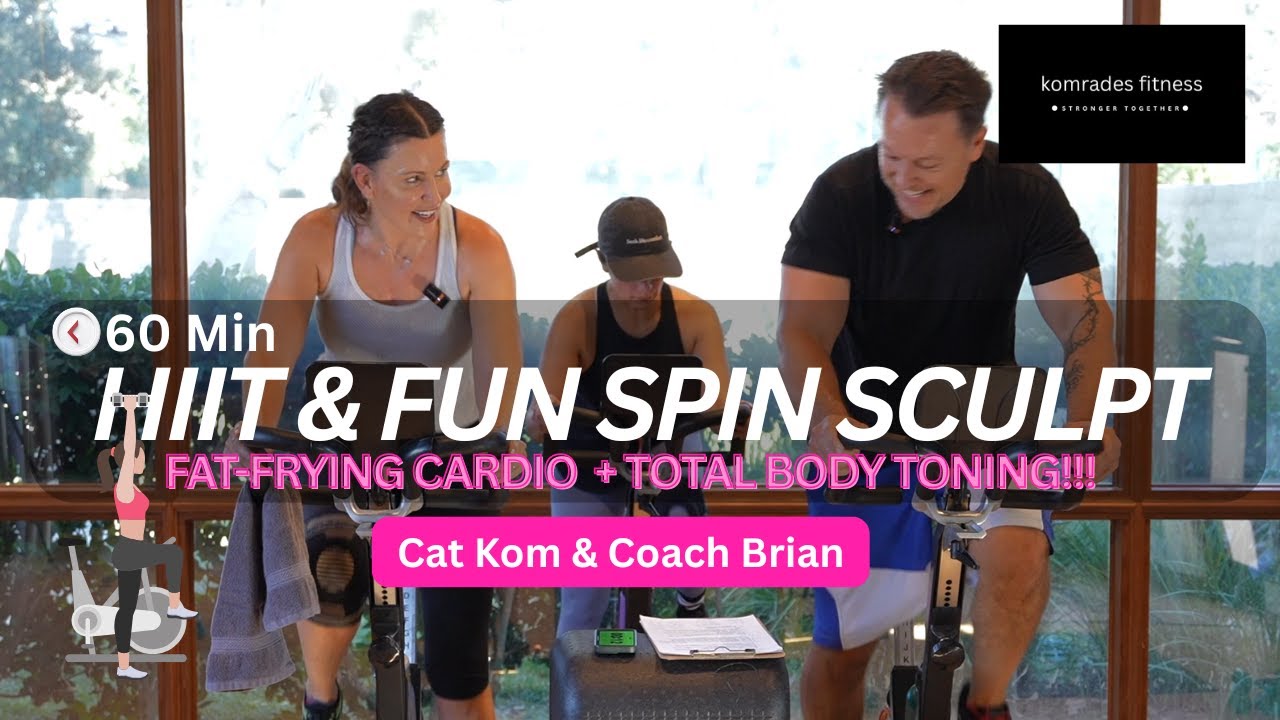 🚀 HIIT & Fun – The Ultimate 60-Min Spin + Strength Workout w/ Tabata Drills! 💥 Cat Kom & Coach Brian