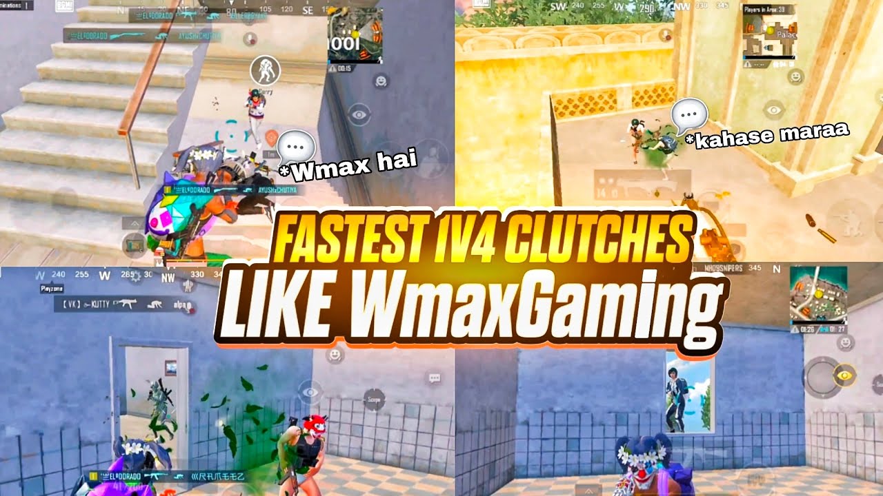 Fastest 1v4 Clutches  Like @WmaxGaming6🔥🤯 | Bgmi - Pubg Mobile 