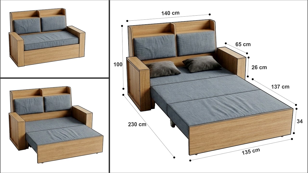 HOW TO MAKE A SOFA BED WITH CABINETS STEP BY STEP