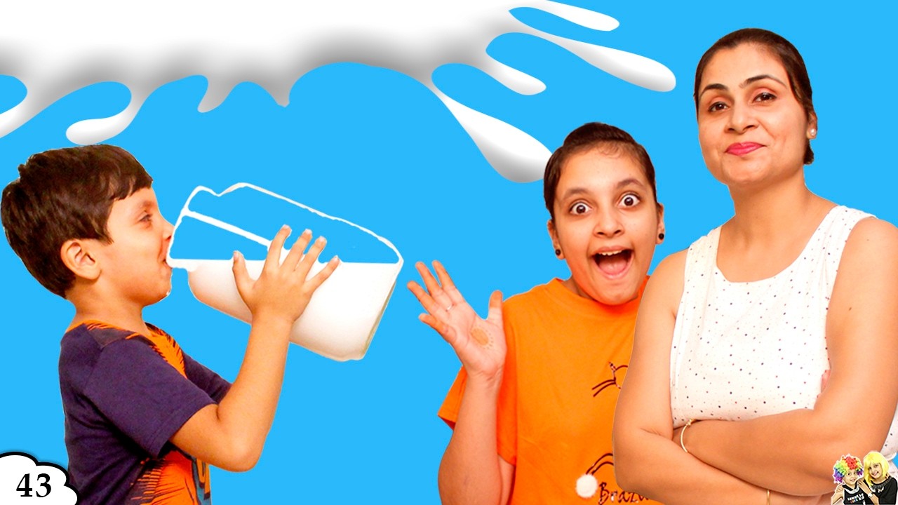 MORAL STORY FOR KIDS | DOODH | MILK CHALLENGE | Fun Kids Bloopers | Ep 43 Aayu and Pihu Show