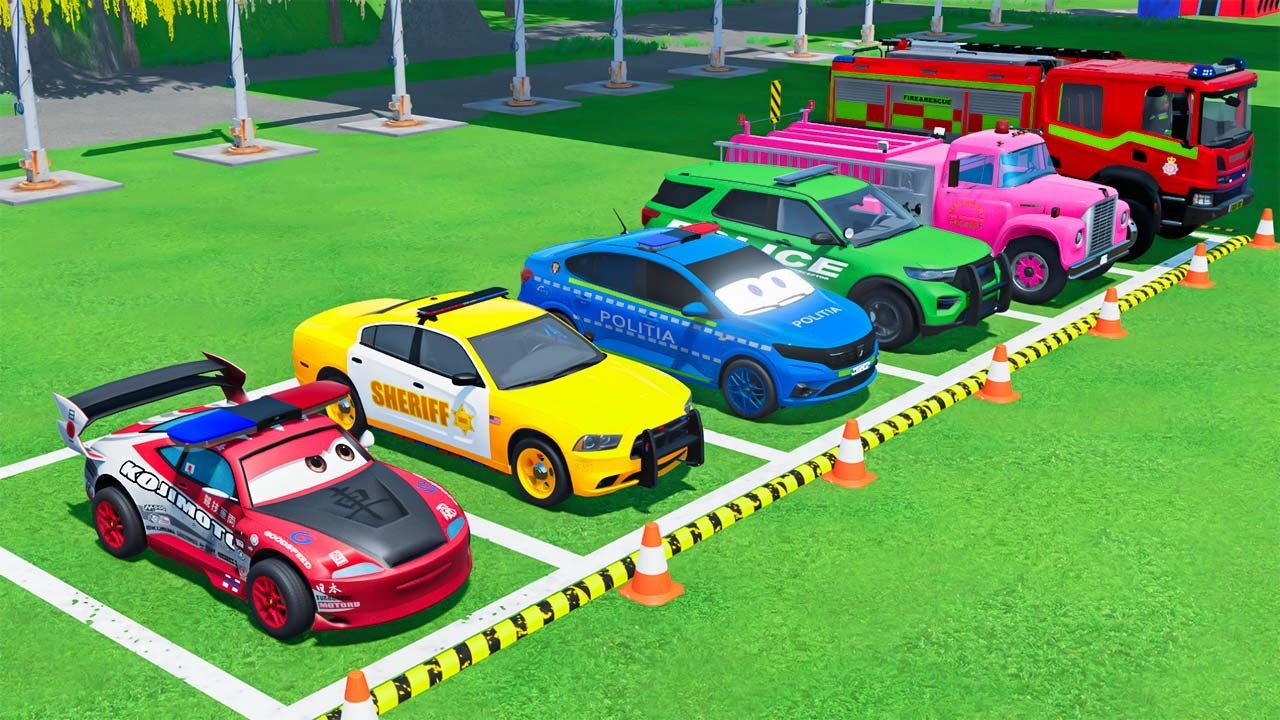 GO GAME - TRANSPORTING POLICE CARS, AMBULANCE VEHICLES, FIRE TRUCK WITH MAN TRUCK ! FS22 #113