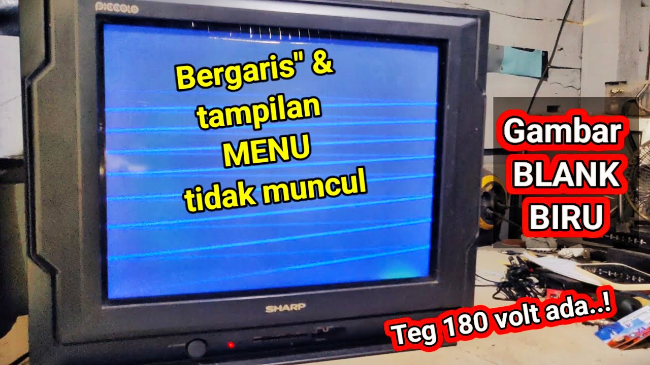 SHARP PICOLO BLANK BIRU BERGARIS , TAMPILAN OSD MENU TIDAK MUNCUL..‼️