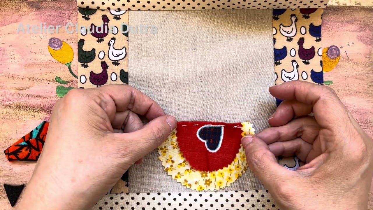 Aplicação em tecido / blocos de patchwork com aplique 