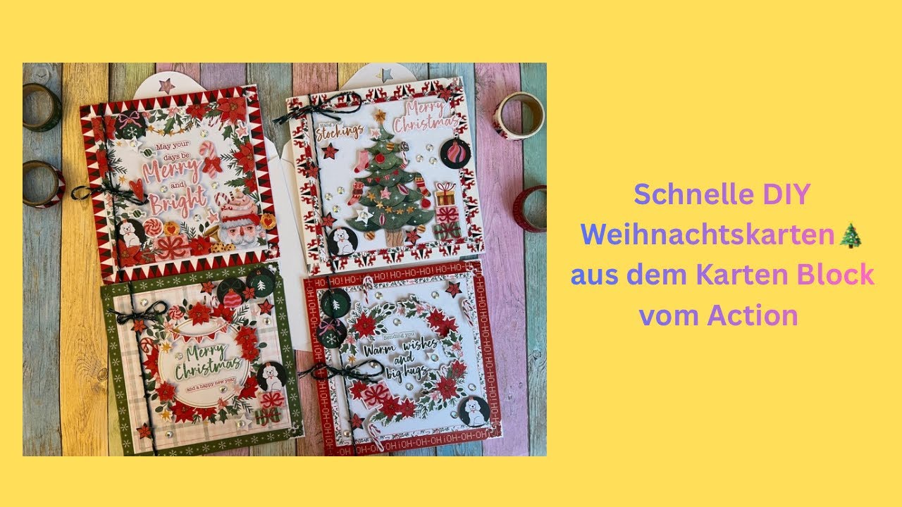 Schnelle DIY Weihnachtskarten 🎄aus dem Action Kartenblock, perfekt für den Weihnachtsmarkt! - Teil 2