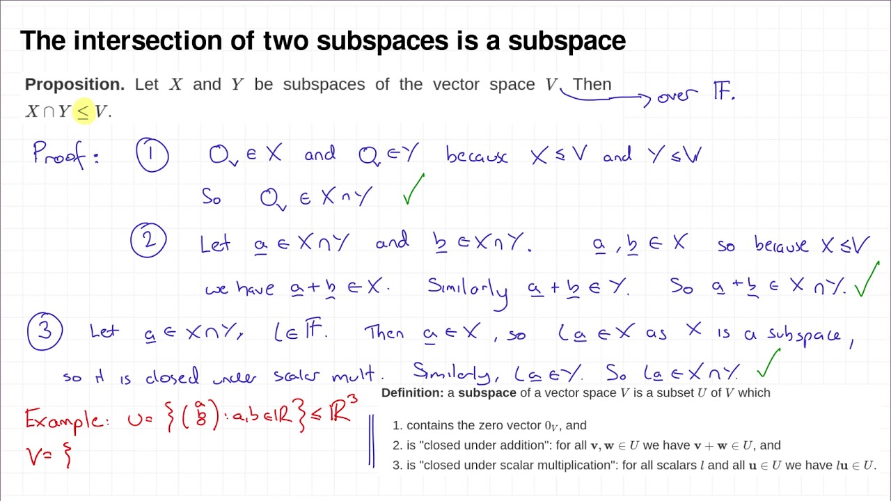 MATH0005 L48: sums and intersections of subspaces