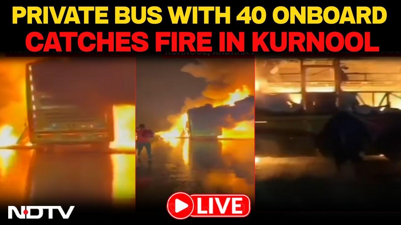 Andhra Pradesh News LIVE | Private Volvo Bus With 40 Onboard Catches Fire After Hitting Bike LIVE