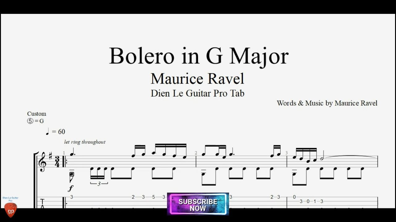 Maurice Ravel - Bolero in G Major Guitar Tutorial with TABs