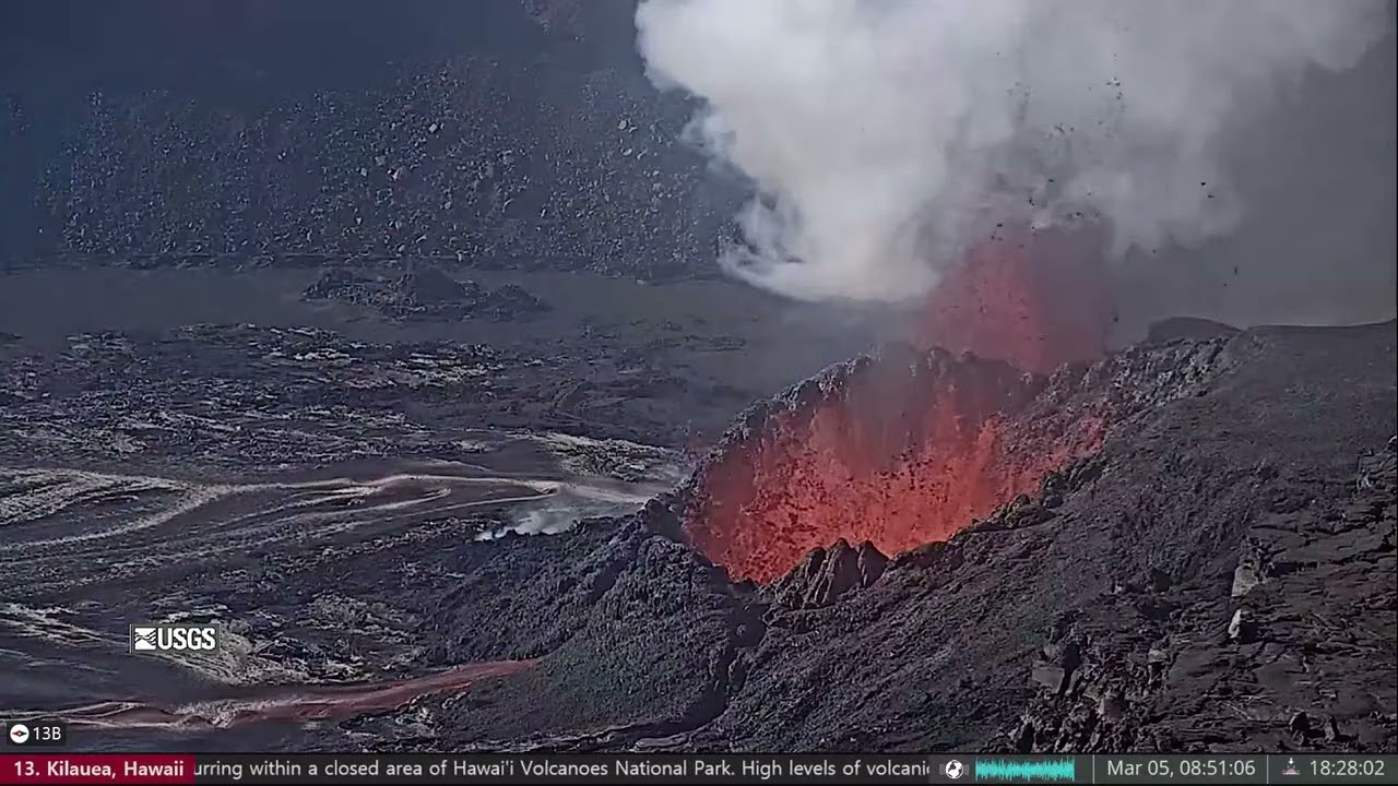 Mar 5, 2025: North Vent Restarts at Kilauea Volcano After a Brief Pause