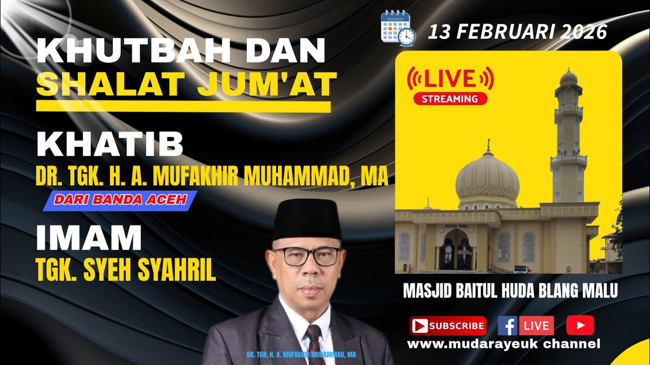 Live... Khutbah Jumat di Mesjid Baitul Huda Blang Malu. Khatib DR. H. A. Mufakhir Muhammad, MA.