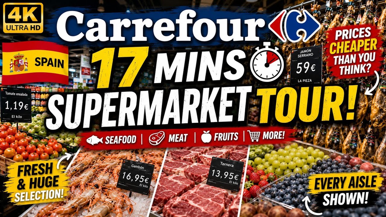 17 MINS 🇪🇸 SPAIN'S CARREFOUR SUPERMARKET 2023 seafood | jamón | tomato