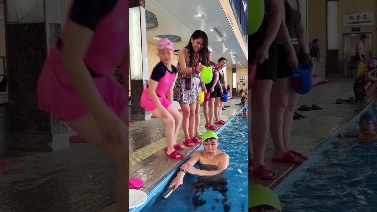 Poolside Masti Challenge! Bucket Balance Fun at the Pool😂 imming Squad Fun Moments #swimming #017