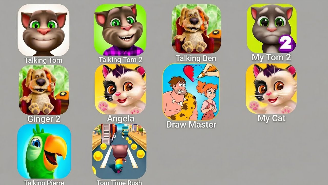 Talking Tom, Talking Ben, My Tom 2, My Cat, My Angela, Draw Master, Talking Pierre, Ginger 2 #games