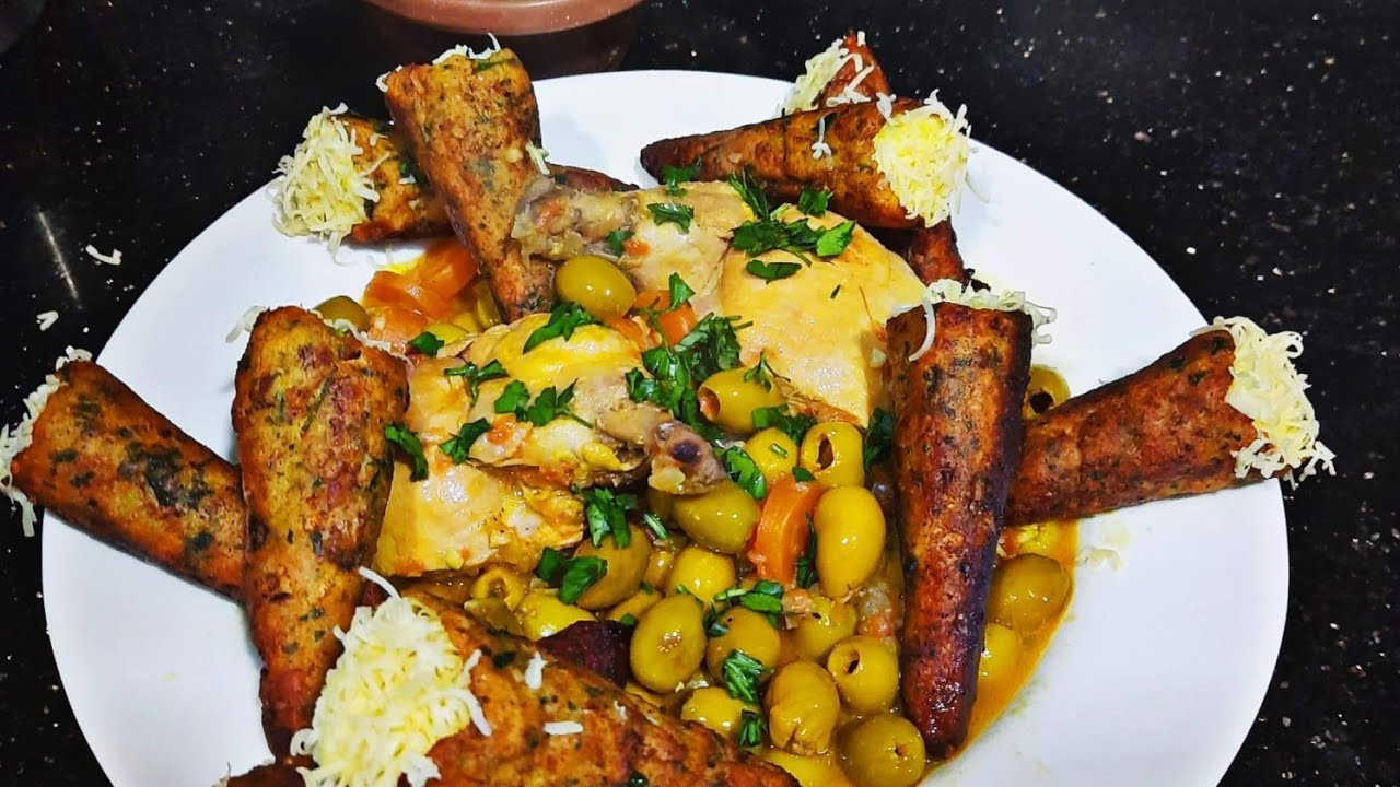 طاجين زيتون بلي كورني فارسي| Tadjin zitoun et des cornets farcis à la crème de fromage