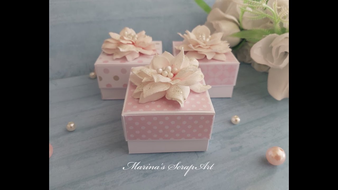 How to make a simple gift box(Πώς να φτιάξετε κουτάκι για μπομπονιέρα βάπτισης)|Marina Manioti