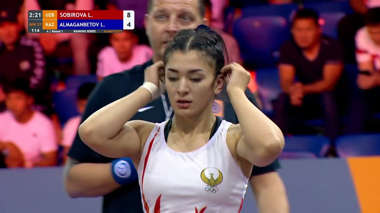 Round 1 WW - 57 kg: L. SOBIROVA (UZB) v. L. ALMAGANBETOV (KAZ)