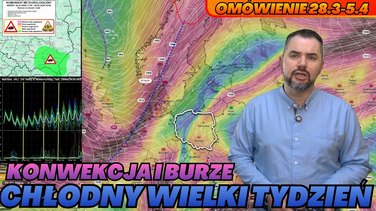 Konwekcja i burze na Podkarpaciu. Chłodny Wielki Tydzień. Większe ocieplenie po Świętach. Ensemble.