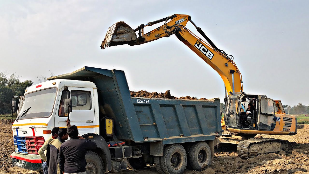 JCB 3dx | JCB 220 Lc Excavator Loading Mud Tractor Truck Tipper | JCB Cartoon | Tractor Cartoon 