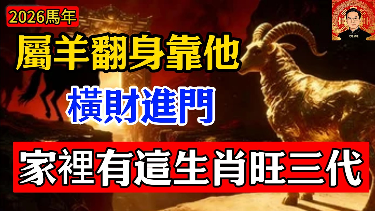 屬羊人翻身靠馬！倪師點破：馬是羊的開庫人，2026年老天爺要連本帶利還給你！#生肖命裡 #2026運勢 #馬年財運 #十二生肖運勢 #財運  #丙午馬年 #風水#屬羊 #生肖羊