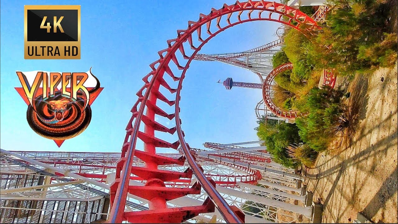 Viper Six Flags Magic Mountain. The Last Arrow Mega Looper. Front and Back Seat POV.