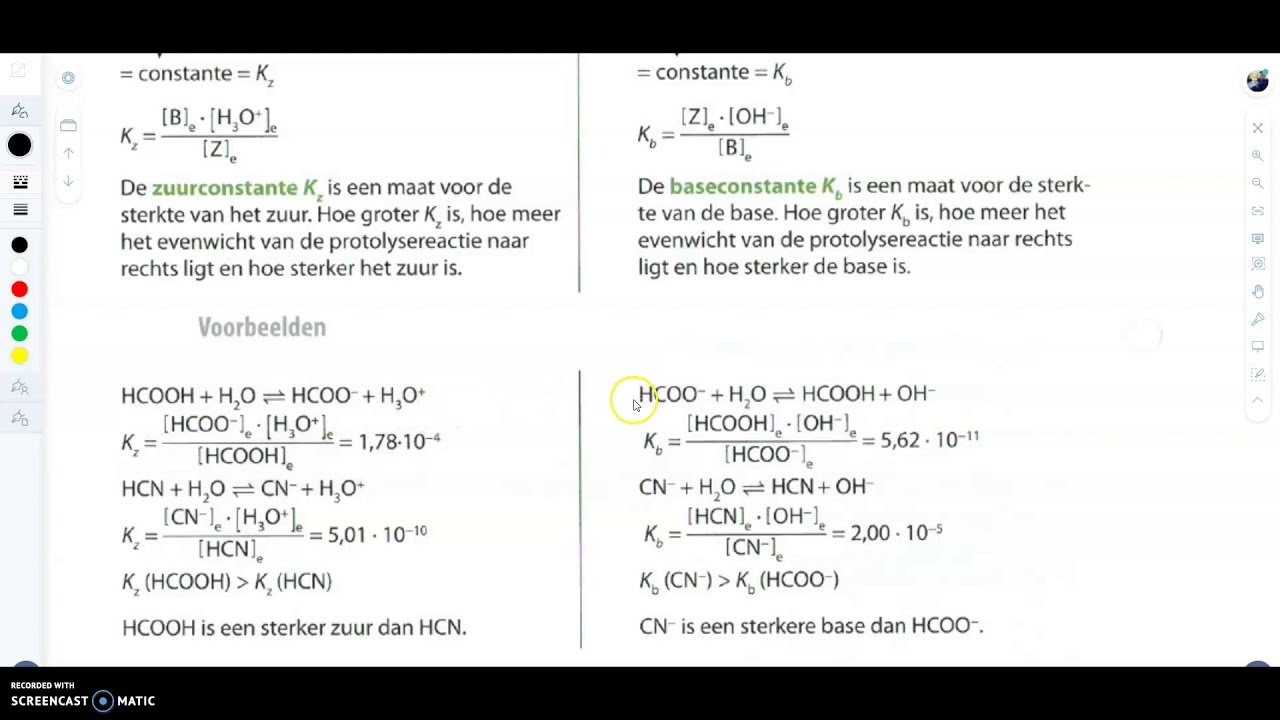 sterkte zuren en basen: Kz en Kb