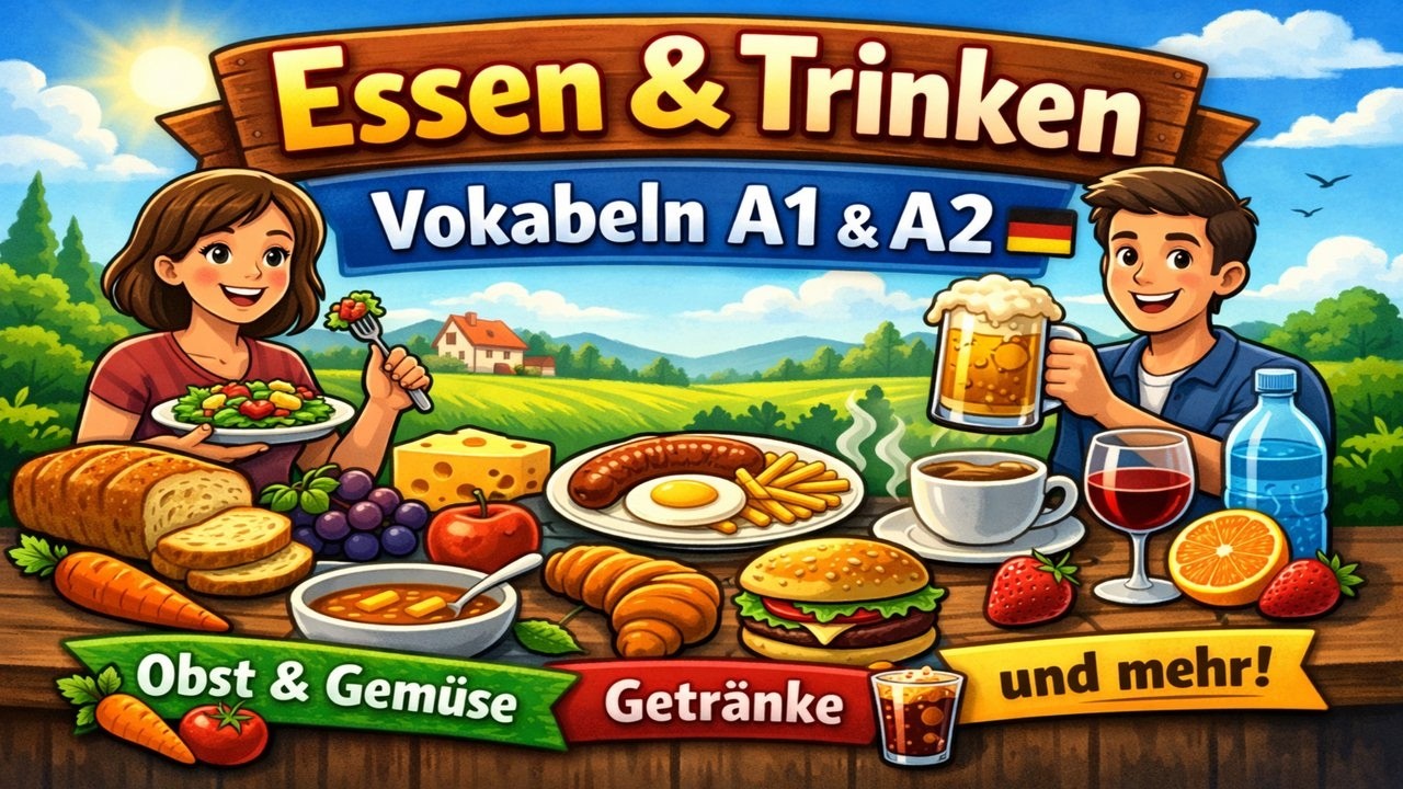 Essen & Trinken Vocabulary A1 & A2 German | German Food & Drinks Vocabulary for Beginners