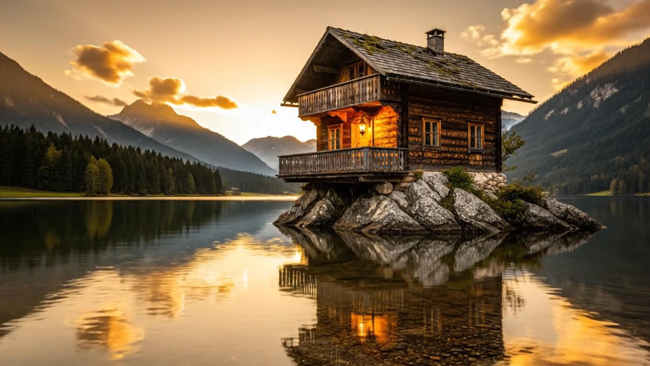 ASMR Lakeside House Restoration | Calm Night, Wood & Water Sounds