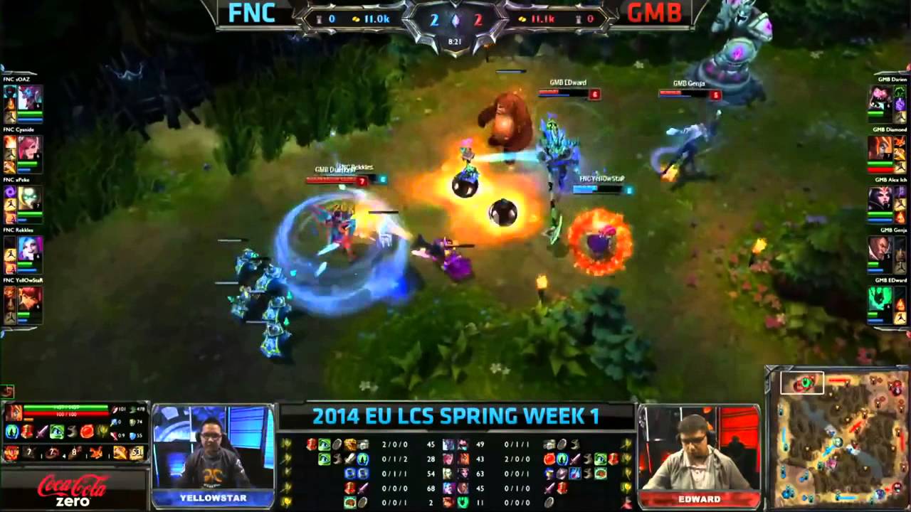 Rekkles amazing double kill on Jinx | FNC vs GMB | Season 4 EU LCS Spring Split W1D1 [HD]